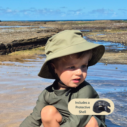 PRE-ORDER • Ships Mid-June HALO PROTECT KIDS - Surf Hat with a protective inner shell - Olive Green